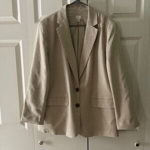 A New Day women’s XL linen blend two button blazer light tan spring summer lined